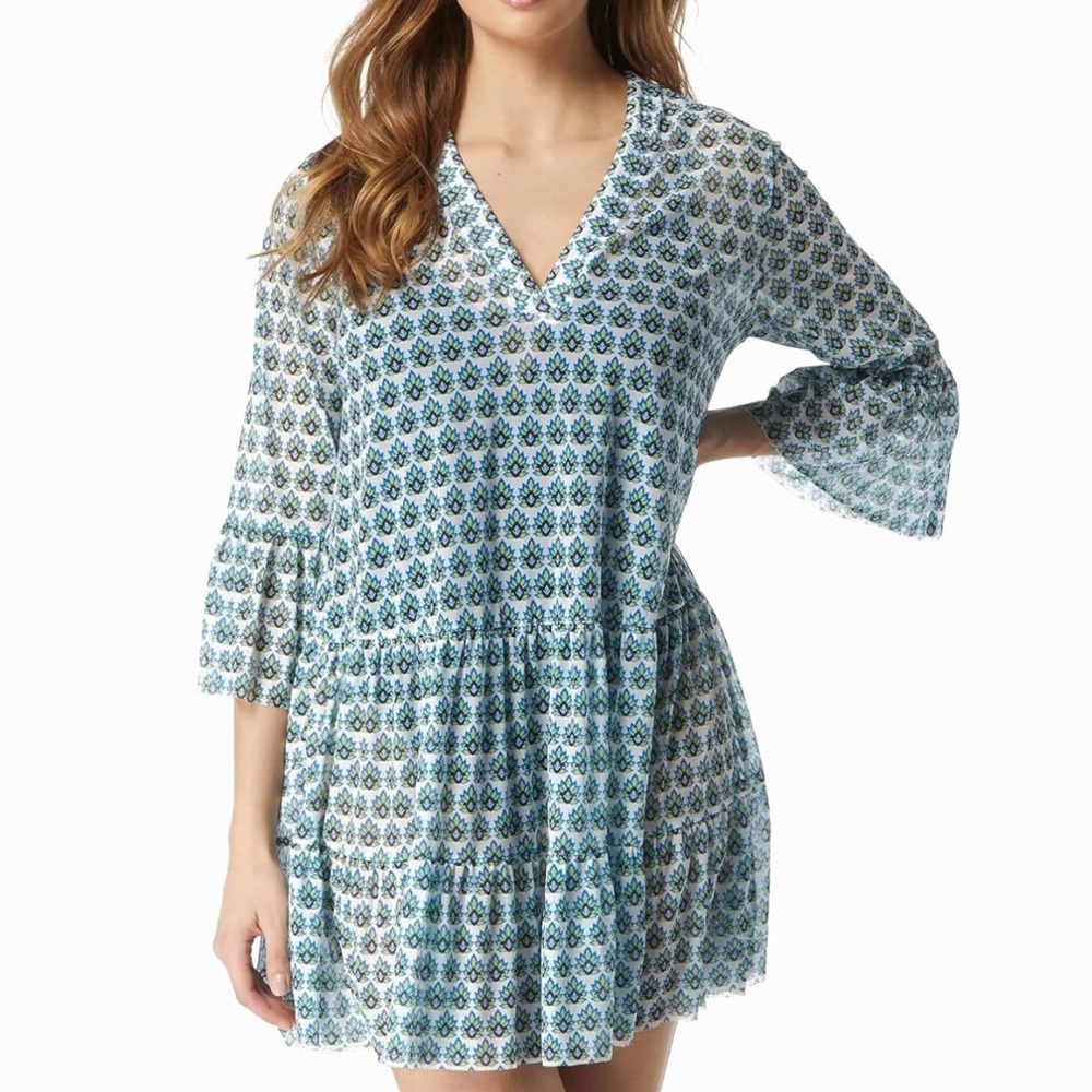 Coco Reef Blue Swim Coverup with Bell Sleeves